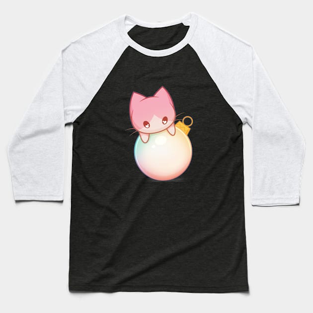 Bauble Cat Baseball T-Shirt by Everything A Cat